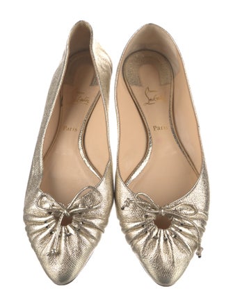 Christian Louboutin Leather Bow Accents Ballet Flats