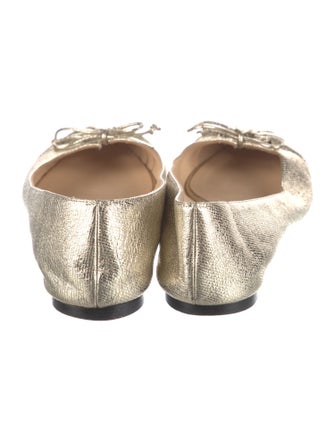 Christian Louboutin Leather Bow Accents Ballet Flats