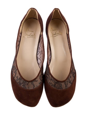 Christian Louboutin Suede Lace Pattern Ballet Flats