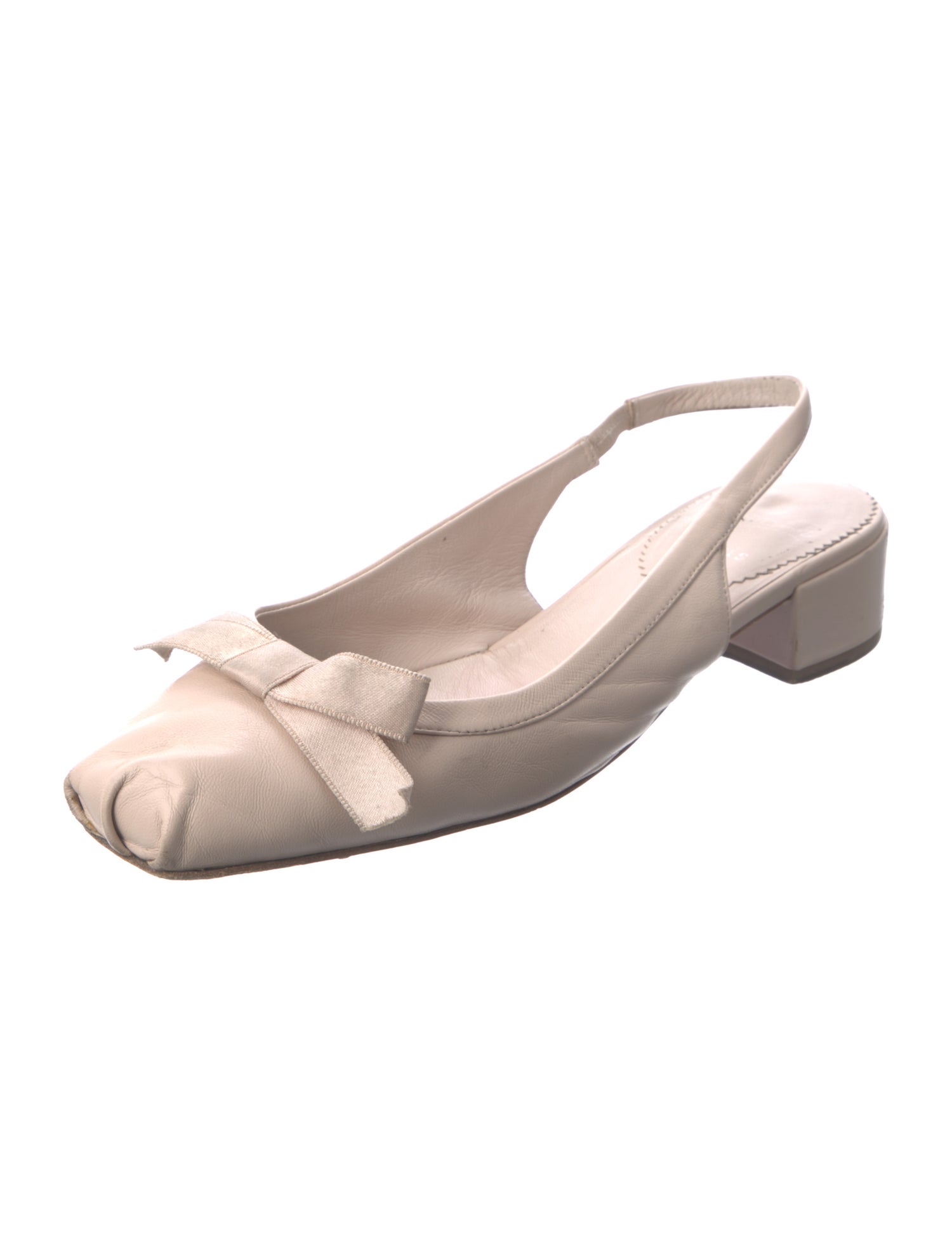 Christian Louboutin Leather Bow Accents Slingback Pumps