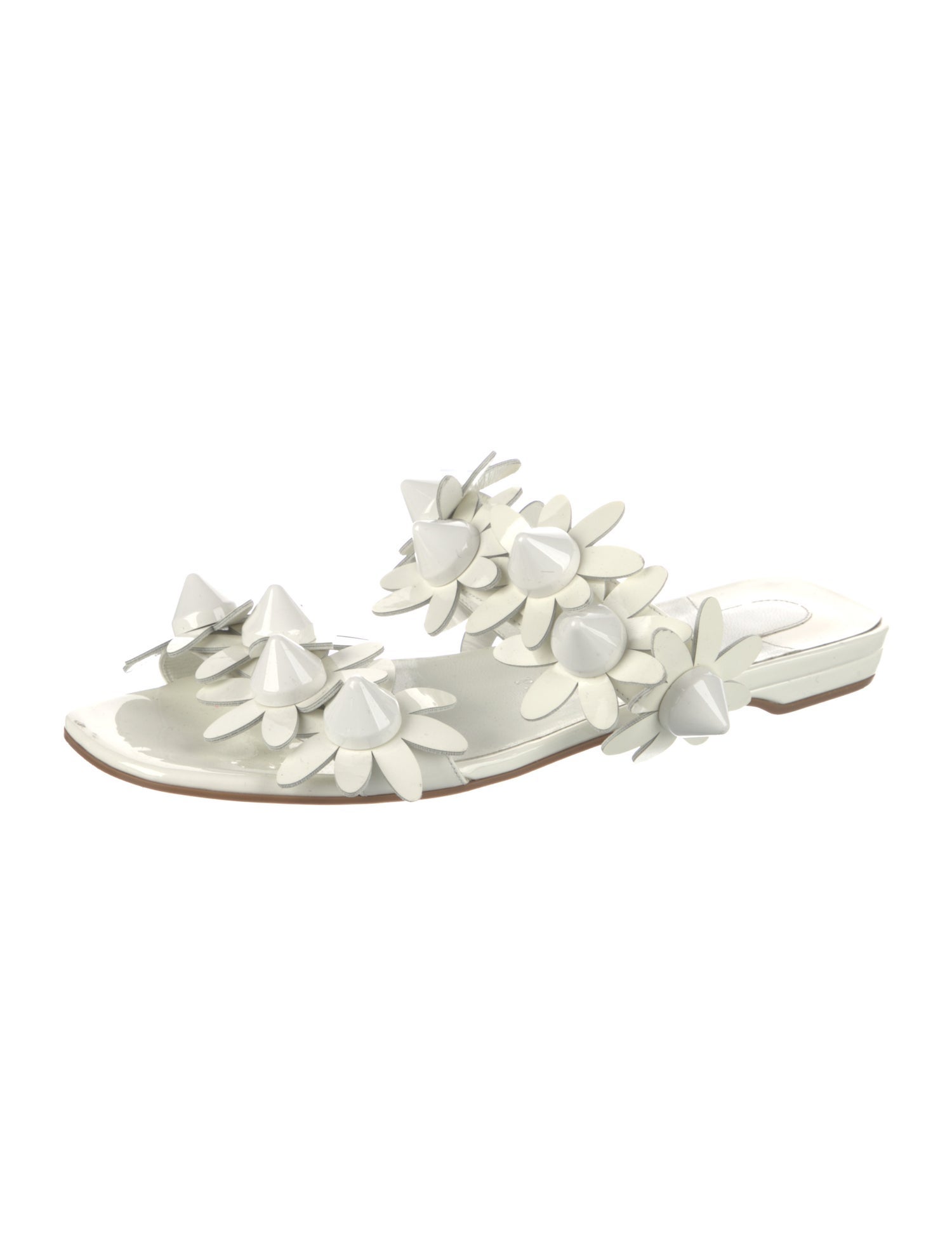 Christian Louboutin Spike Accents Patent Leather Slides