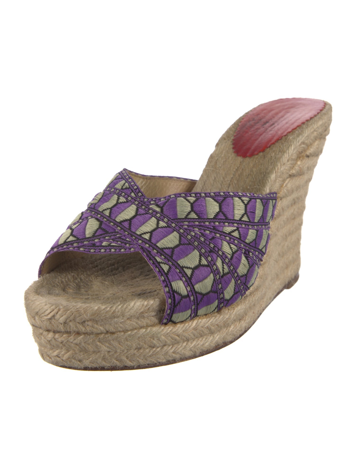 Christian Louboutin Patterned Leather Trim Embellishment Espadrilles