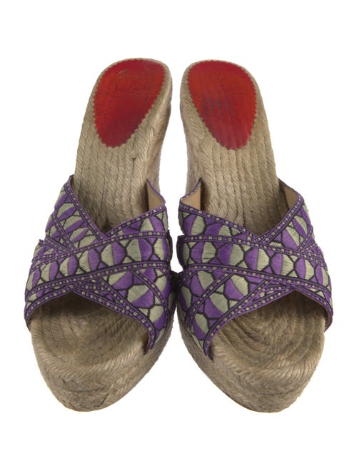 Christian Louboutin Patterned Leather Trim Embellishment Espadrilles