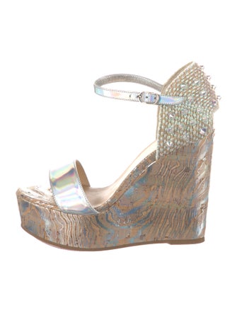 Christian Louboutin Spike Accents Patent Leather Espadrilles