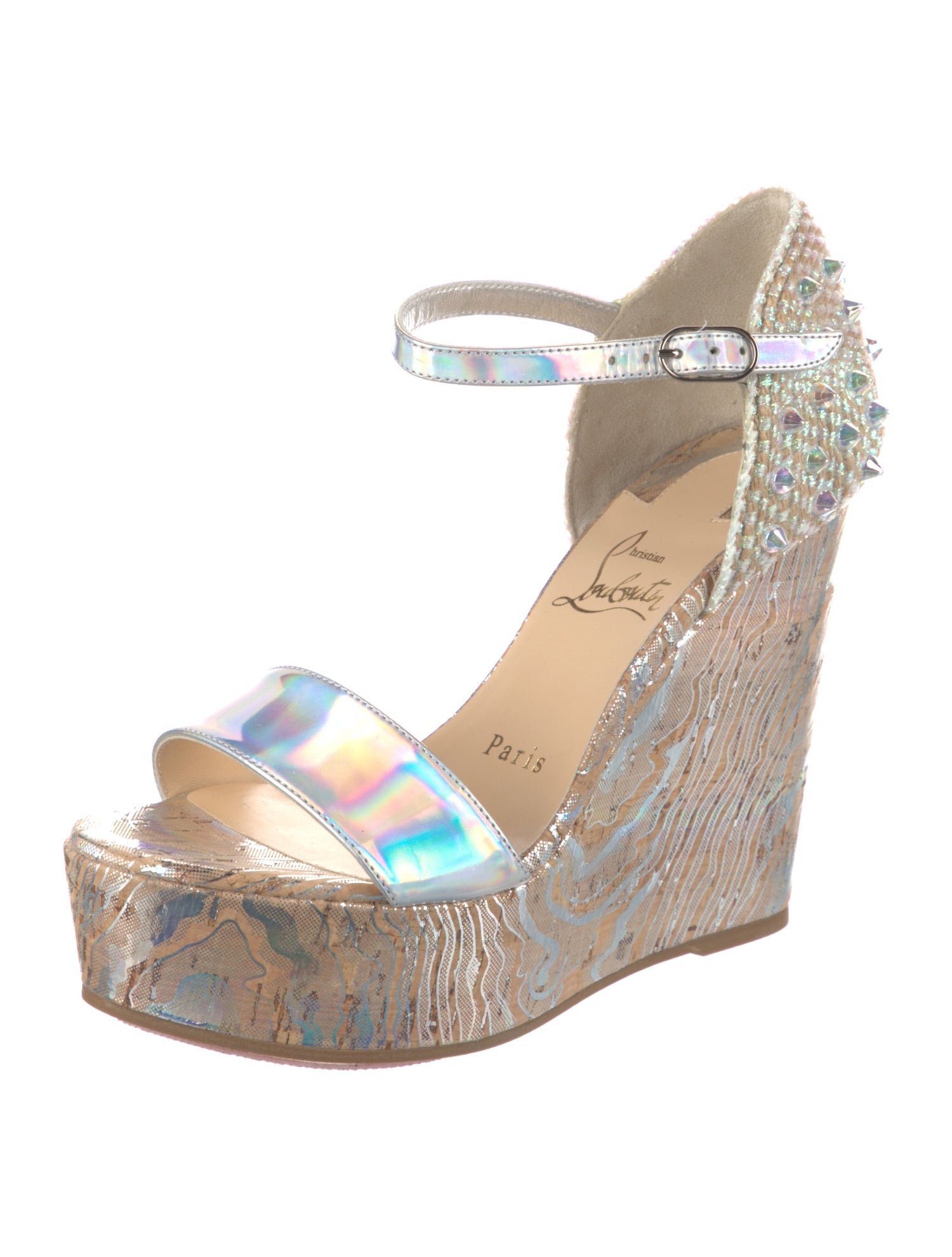 Christian Louboutin Spike Accents Patent Leather Espadrilles