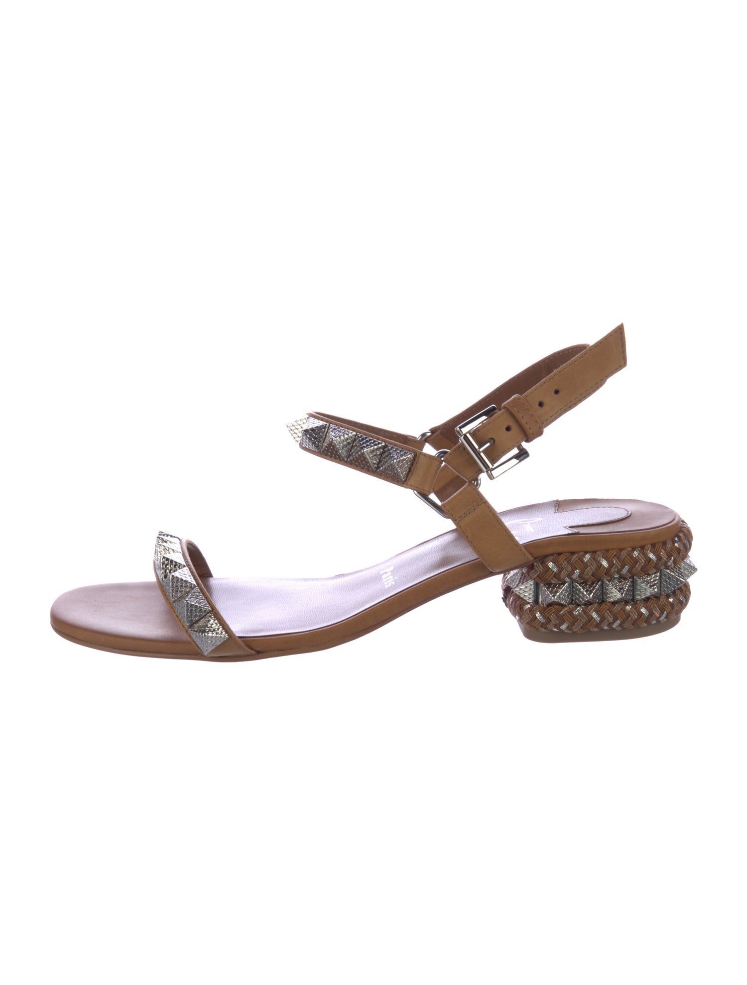 Christian Louboutin Leather Studded Accents Slingback Sandals w/ Tags