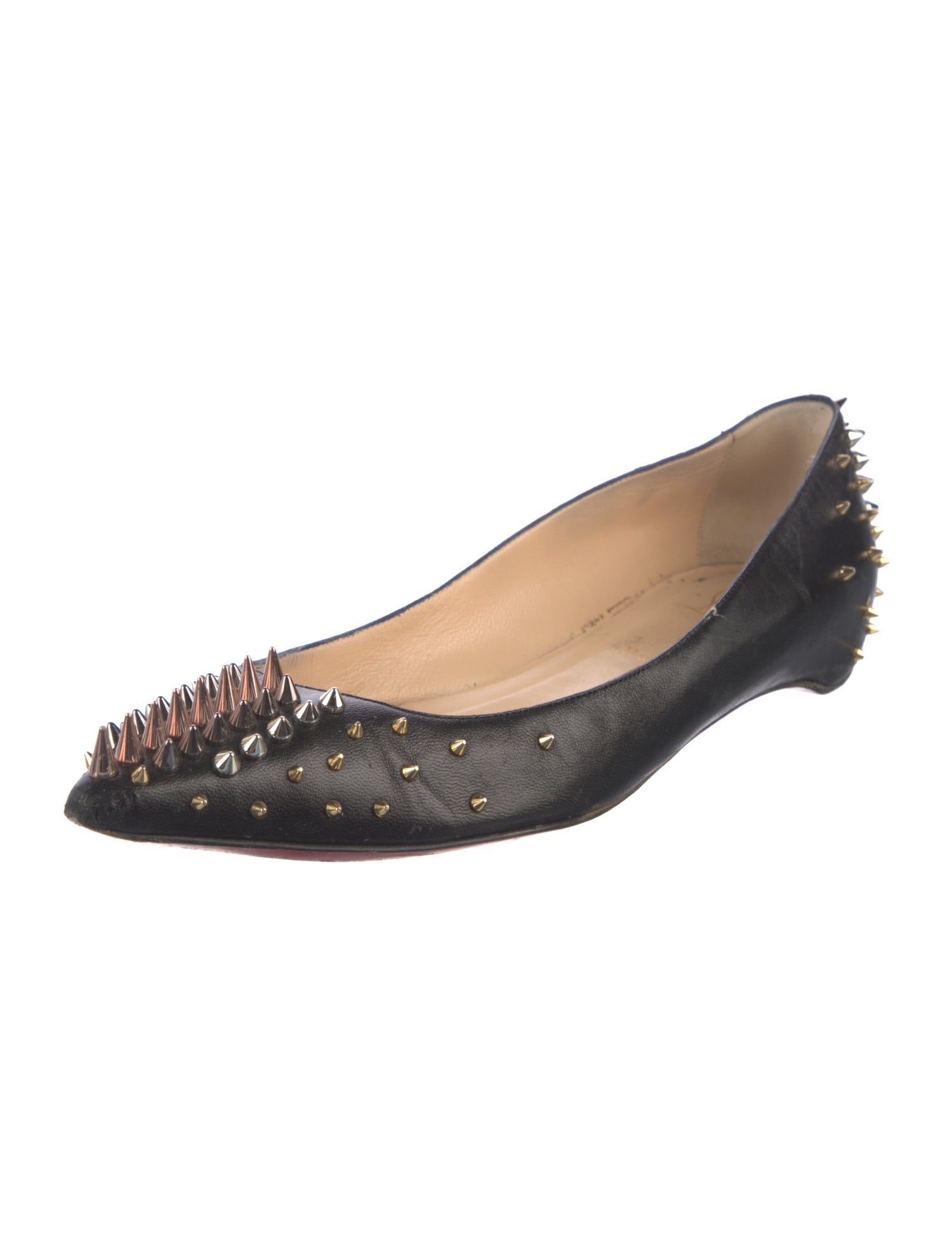 Christian Louboutin Spike Accents Leather Flats