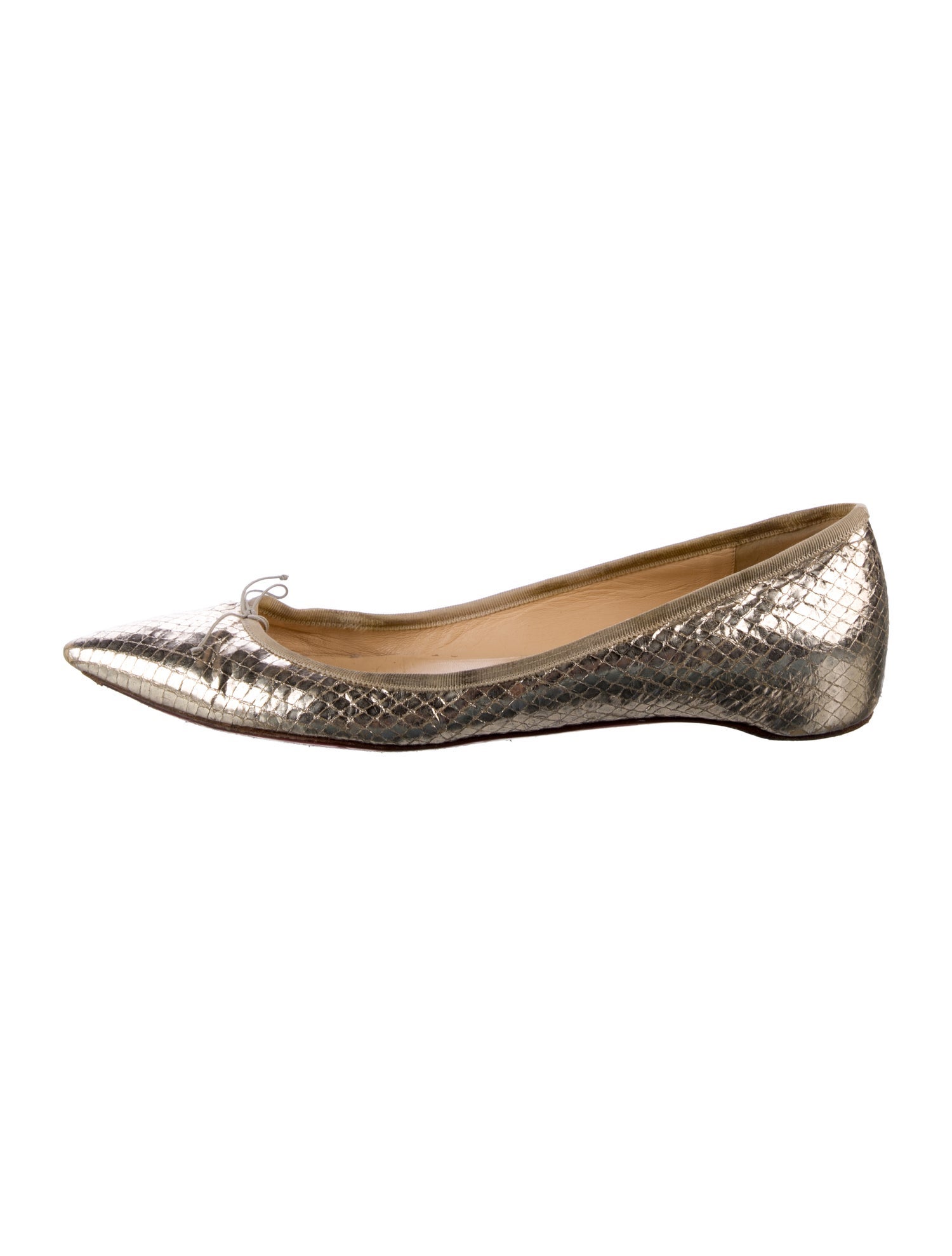 Christian Louboutin Leather Bow Accents Ballet Flats