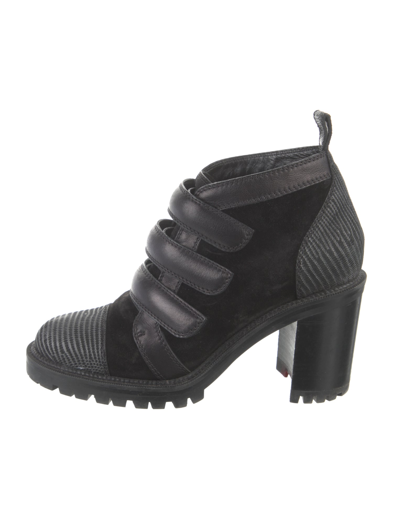 Christian Louboutin Suede Colorblock Pattern Lace-Up Boots