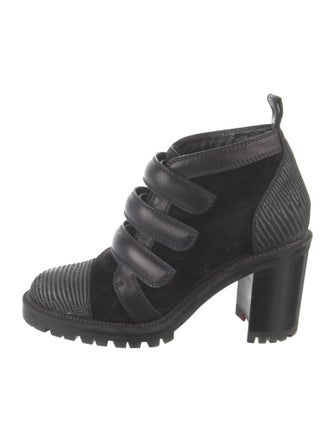 Christian Louboutin Suede Colorblock Pattern Lace-Up Boots