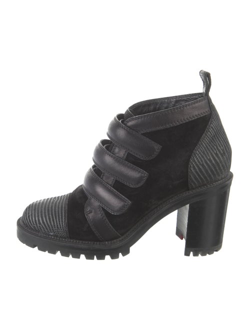 Christian Louboutin Suede Colorblock Pattern Lace-Up Boots