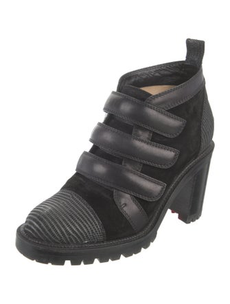 Christian Louboutin Suede Colorblock Pattern Lace-Up Boots