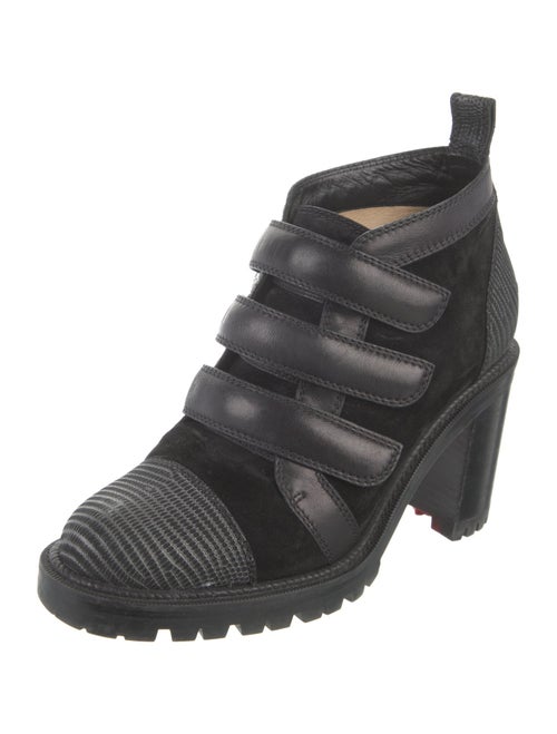 Christian Louboutin Suede Colorblock Pattern Lace-Up Boots