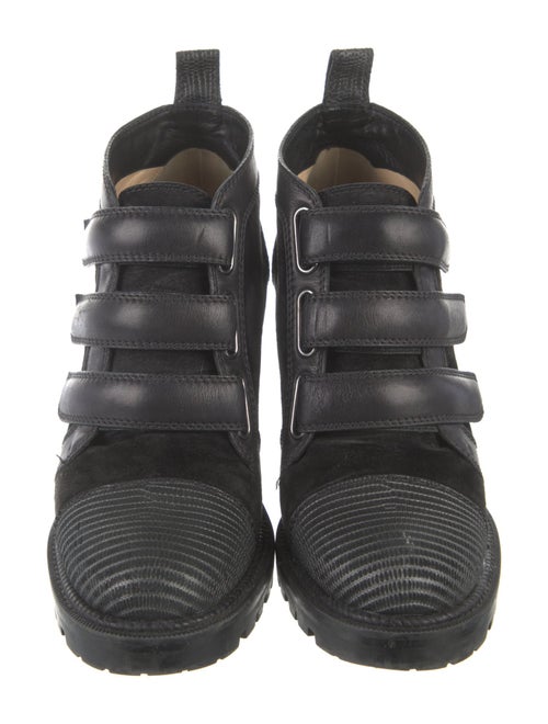 Christian Louboutin Suede Colorblock Pattern Lace-Up Boots