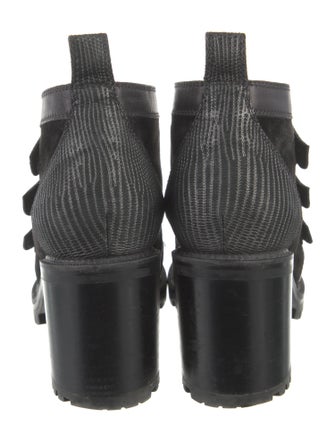 Christian Louboutin Suede Colorblock Pattern Lace-Up Boots