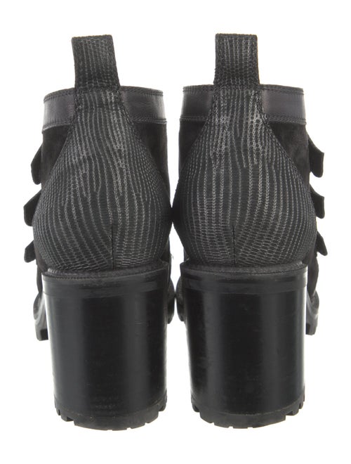 Christian Louboutin Suede Colorblock Pattern Lace-Up Boots