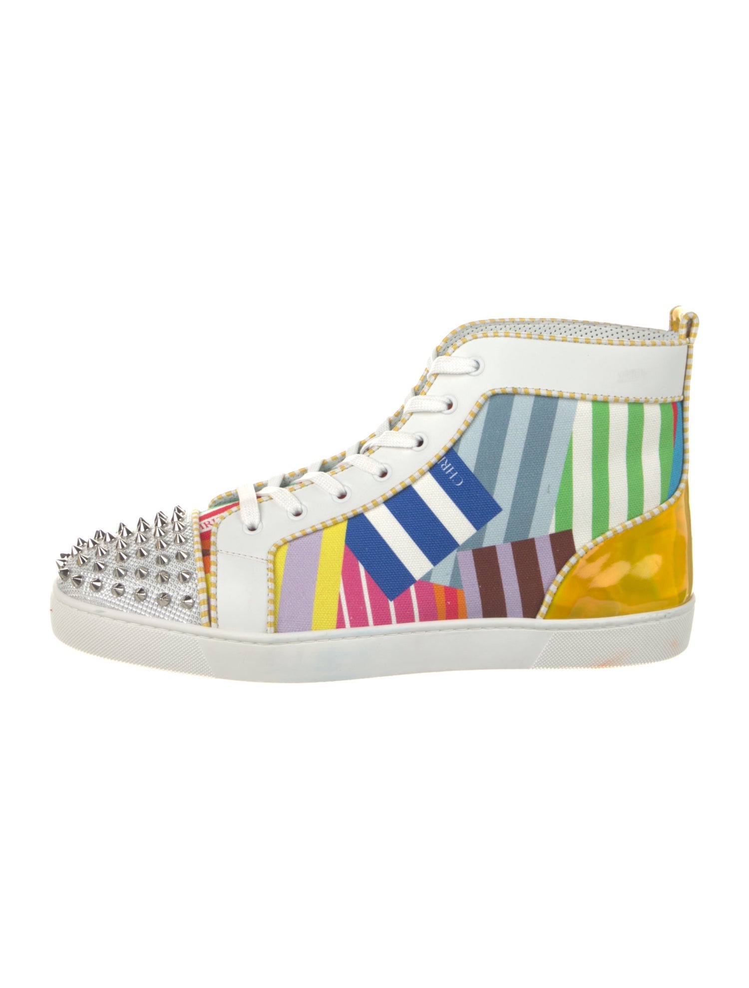 Christian Louboutin Striped Studded Accents Sneakers