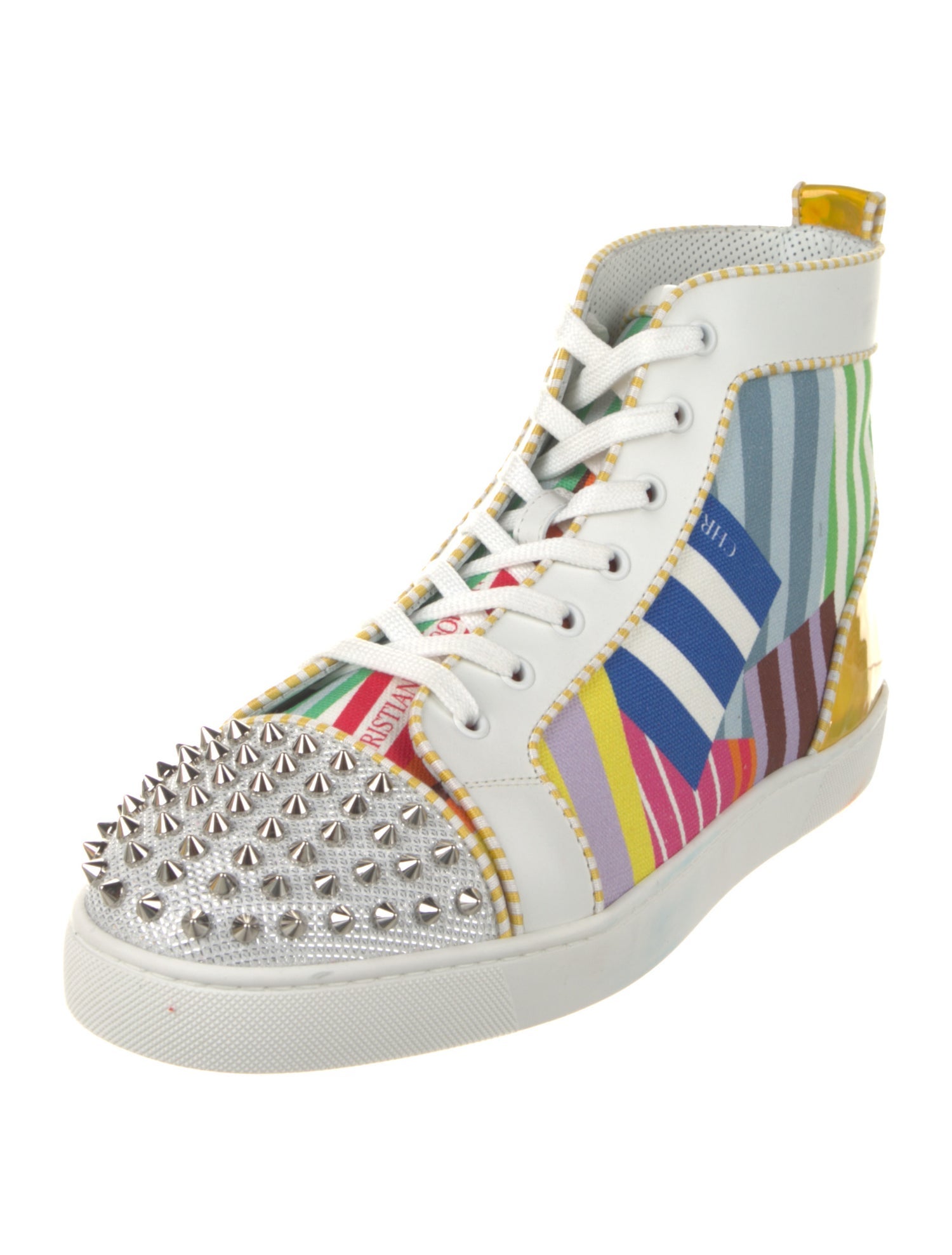 Christian Louboutin Striped Studded Accents Sneakers