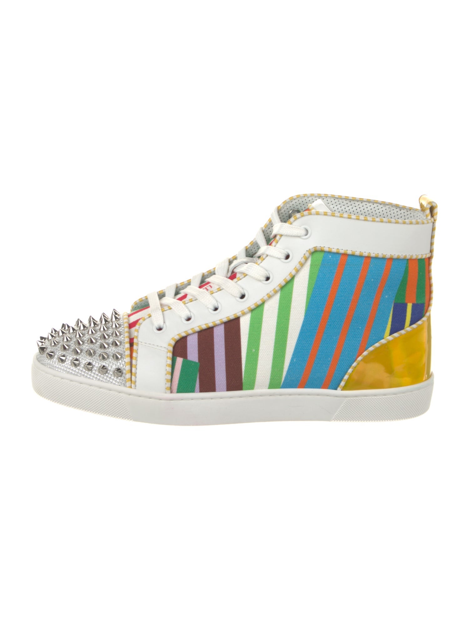 Christian Louboutin Striped Studded Accents Sneakers