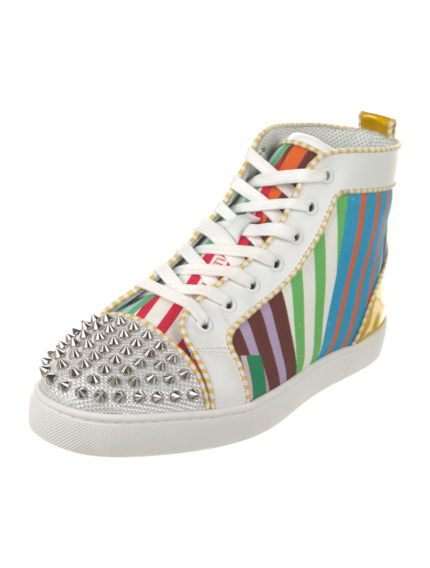Christian Louboutin Striped Studded Accents Sneakers