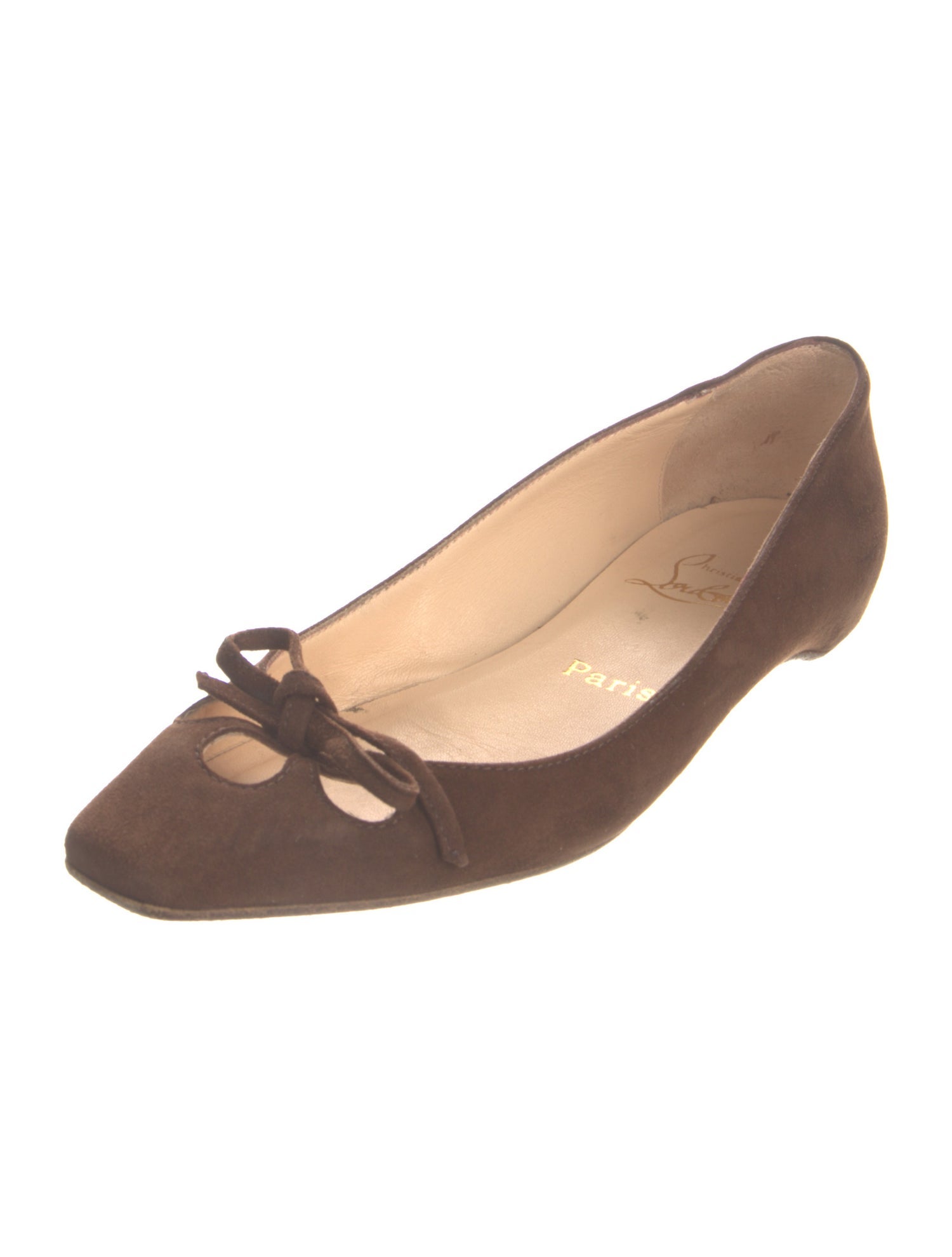 Christian Louboutin Suede Bow Accents Ballet Flats