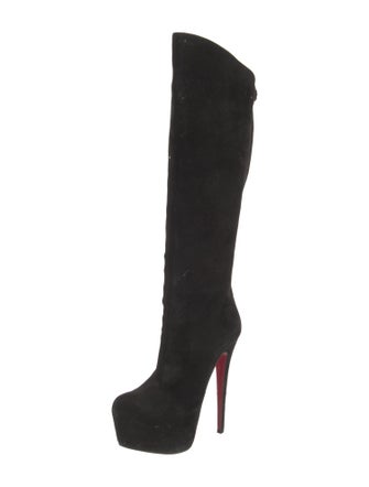 Christian Louboutin Suede Leather Trim Embellishment Boots