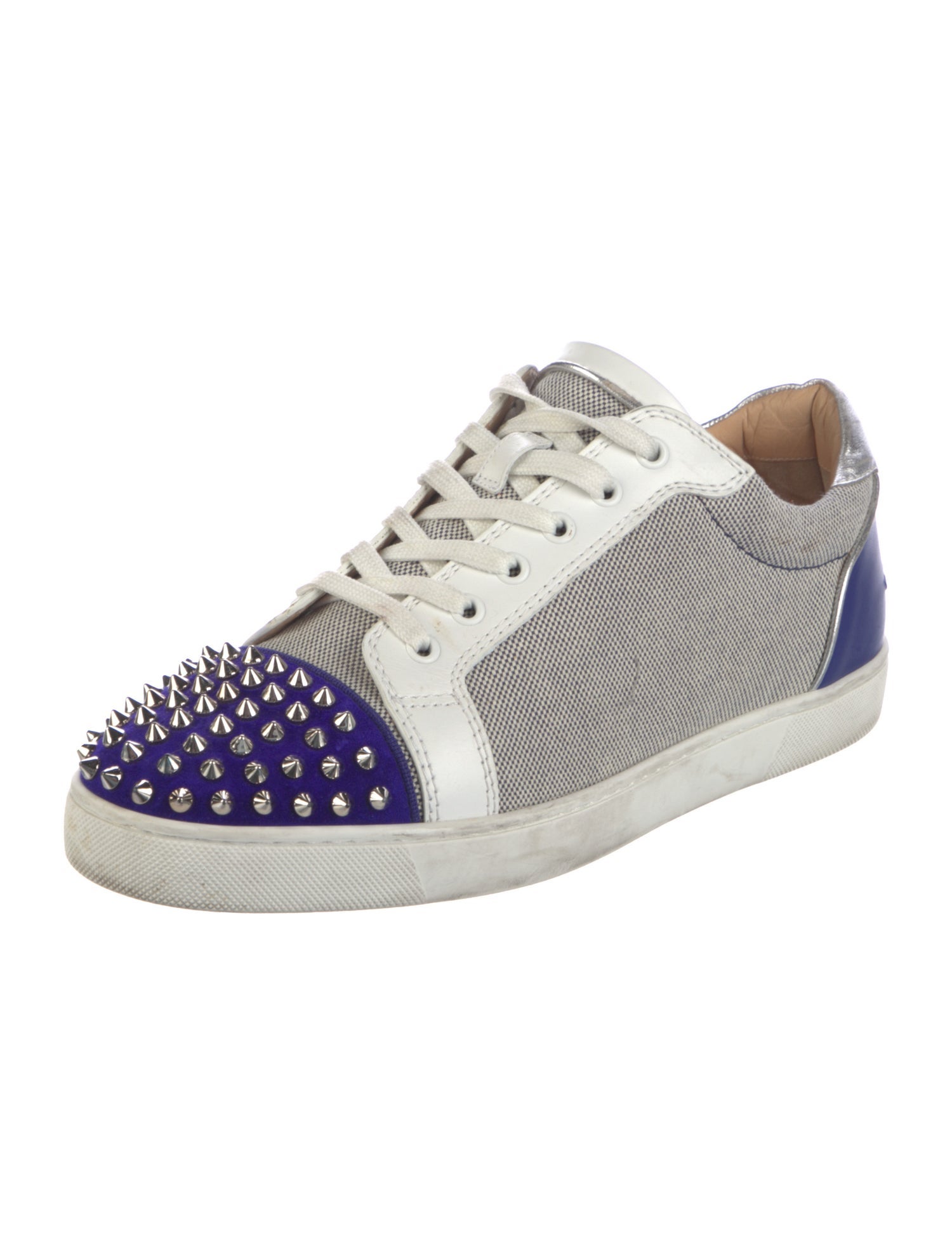 Christian Louboutin Spike Accents Canvas Sneakers
