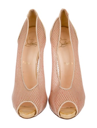 Christian Louboutin Mesh Colorblock Pattern Pumps