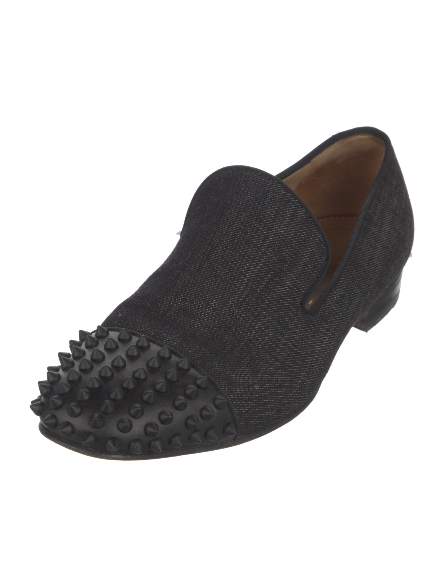 Christian Louboutin Spike Accents Denim Loafers