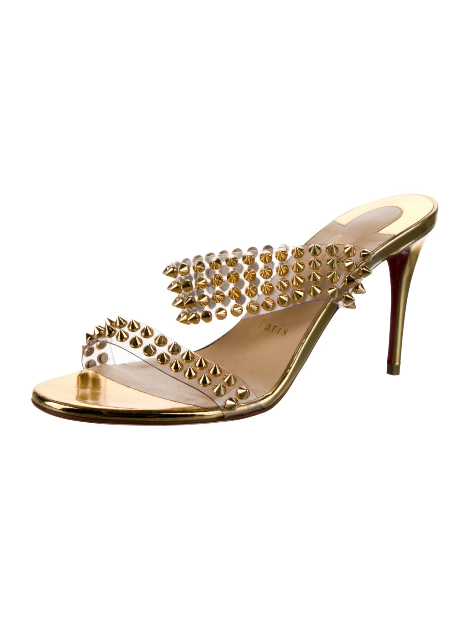 Christian Louboutin Leather Studded Accents Slides