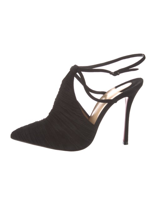 Christian Louboutin Suede Pleated Accents Mules