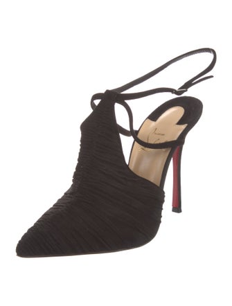 Christian Louboutin Suede Pleated Accents Mules