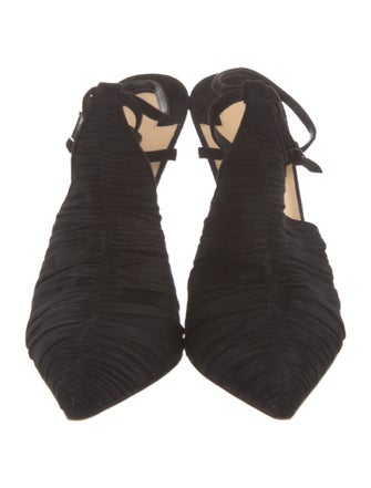 Christian Louboutin Suede Pleated Accents Mules