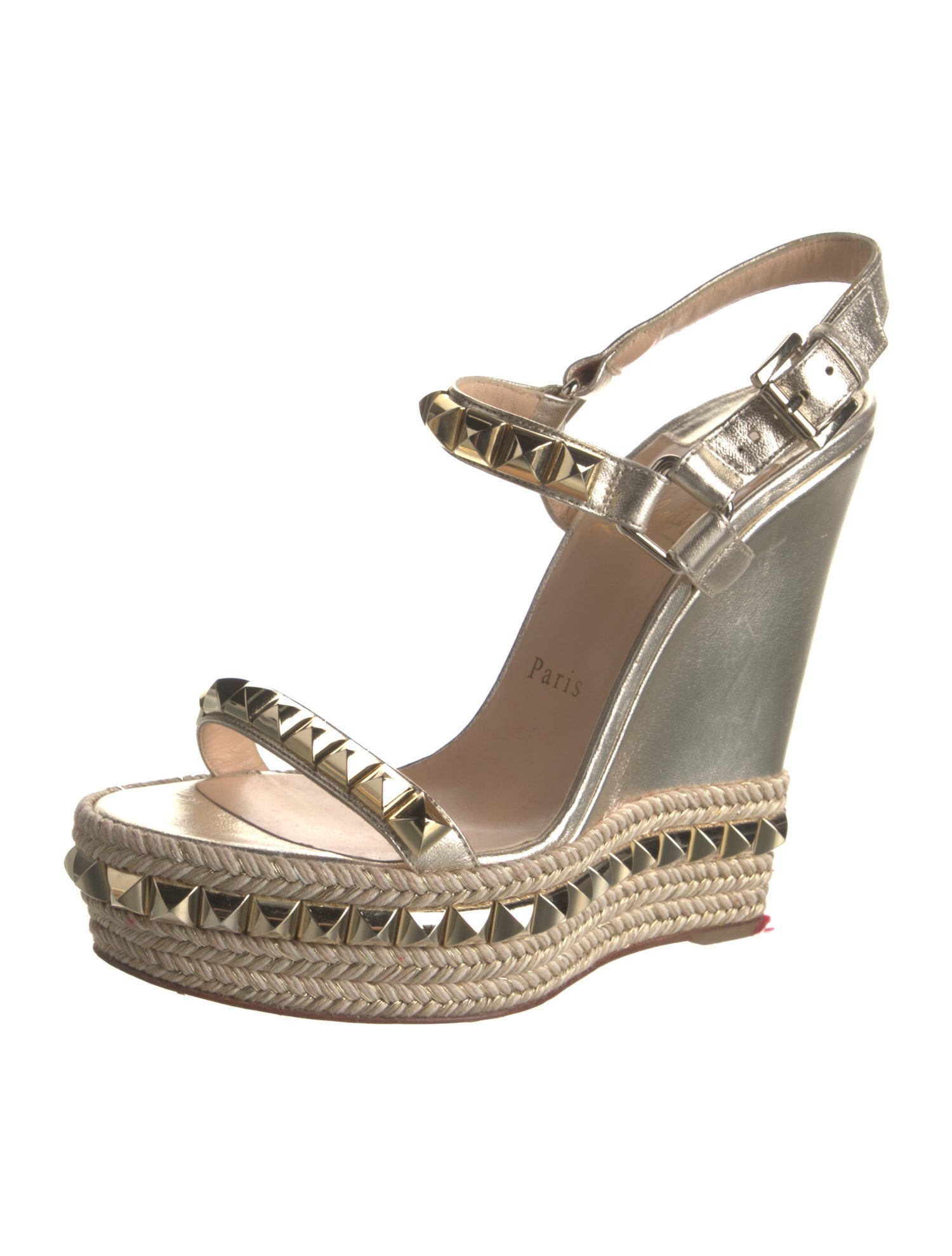 Christian Louboutin Leather Studded Accents Espadrilles