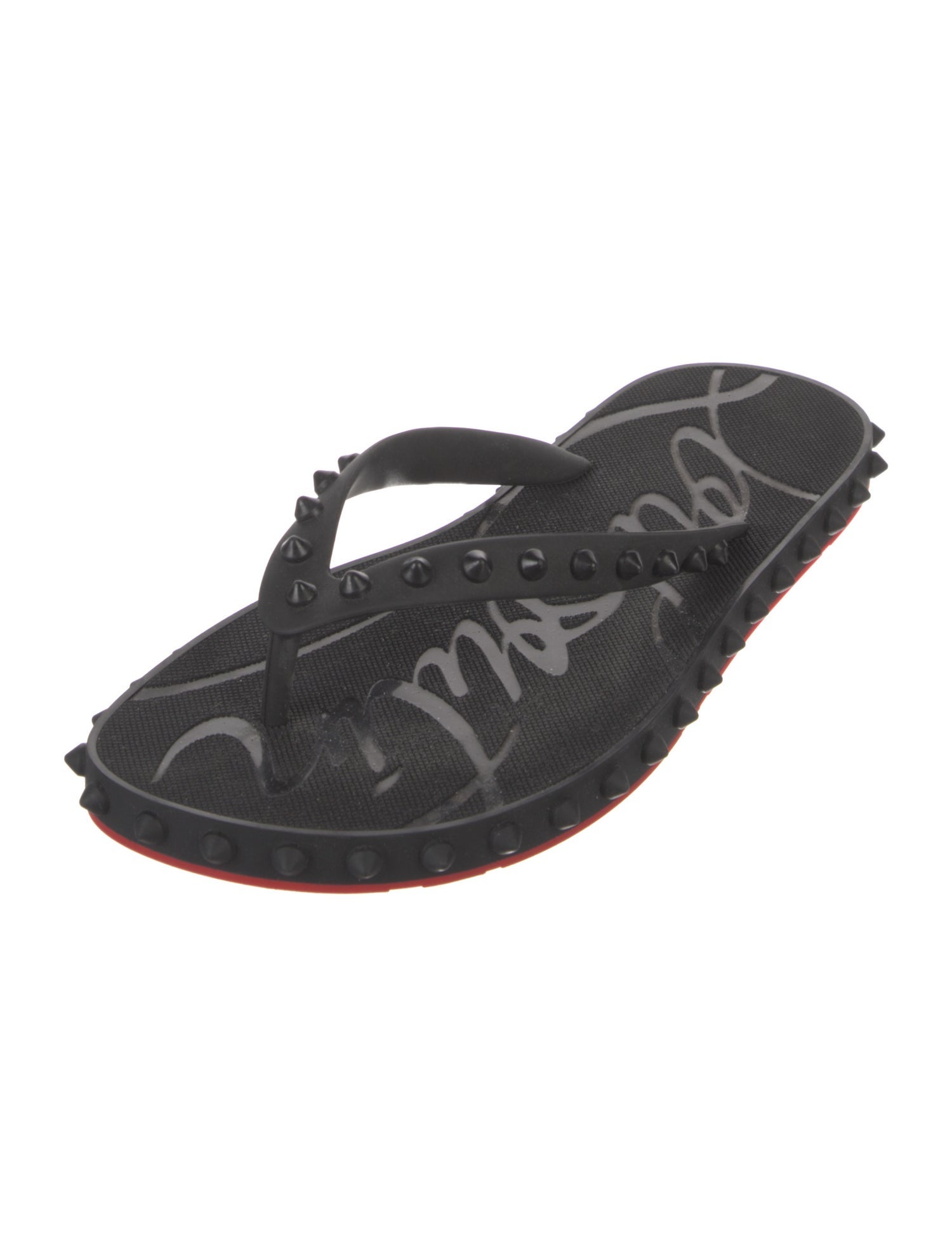 Christian Louboutin Spike Accents Rubber Slingback Sandals