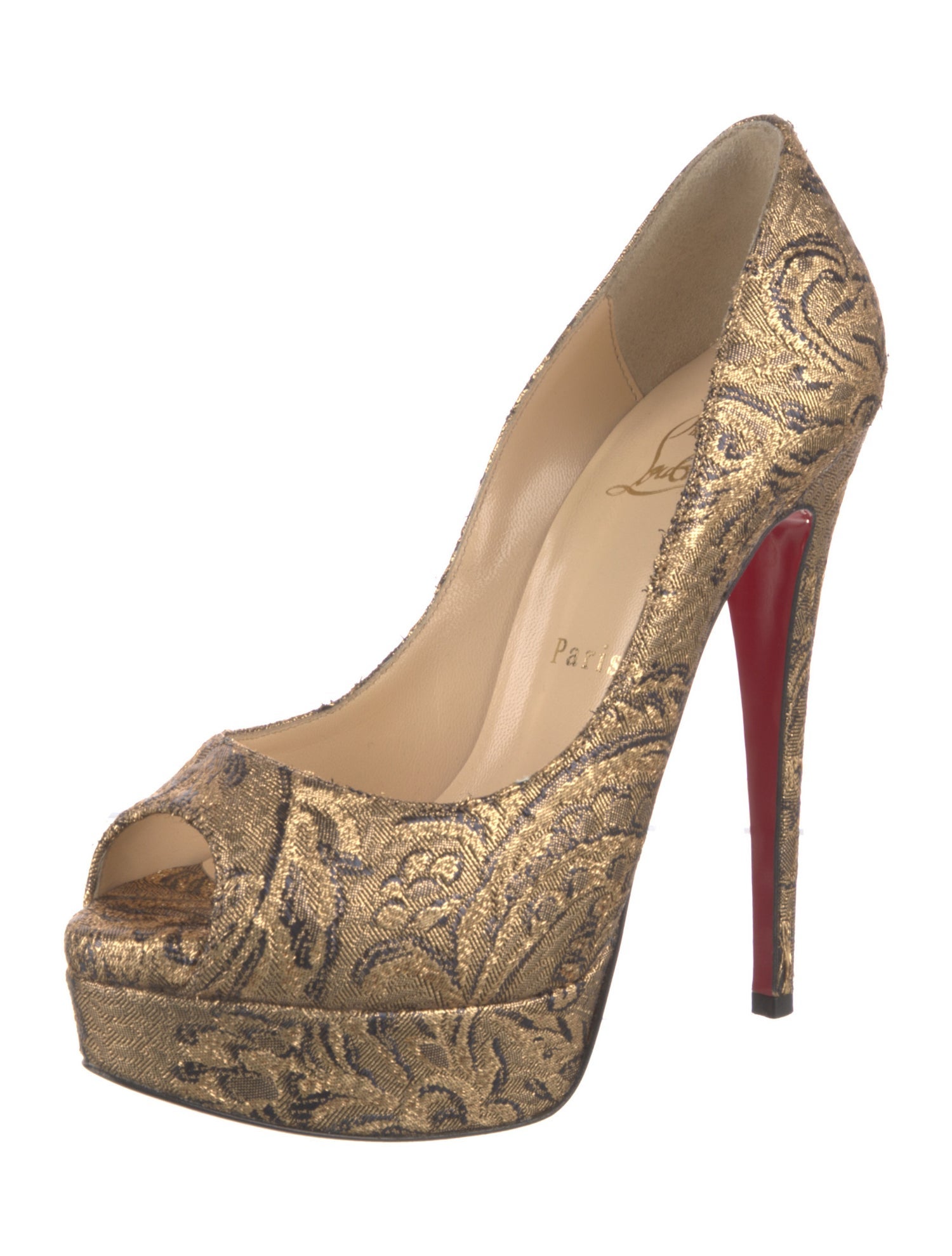 Christian Louboutin Printed Leather Trim Embellishment Pumps