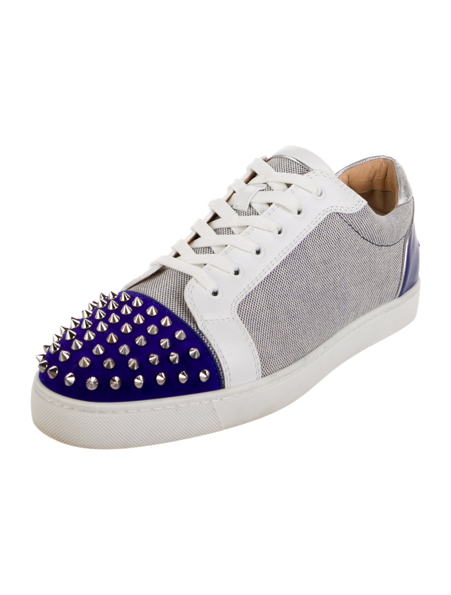Christian Louboutin Spike Accents Canvas Sneakers