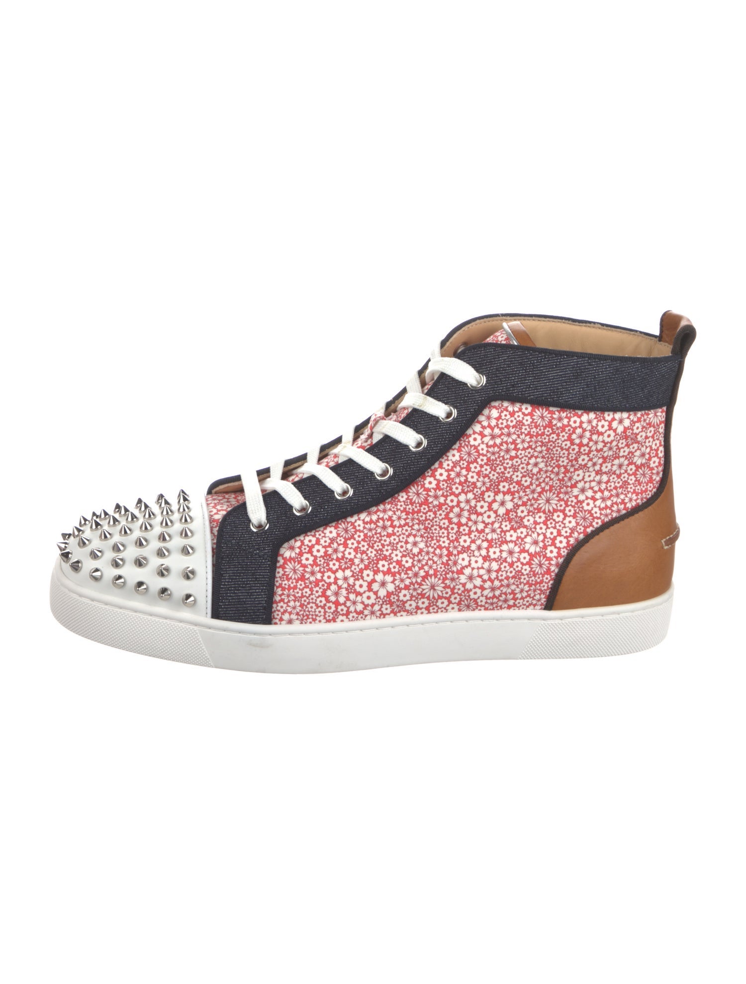 Christian Louboutin Floral Print Studded Accents Sneakers