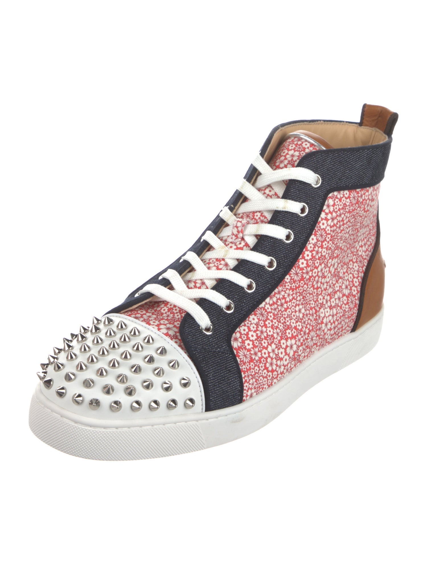 Christian Louboutin Floral Print Studded Accents Sneakers