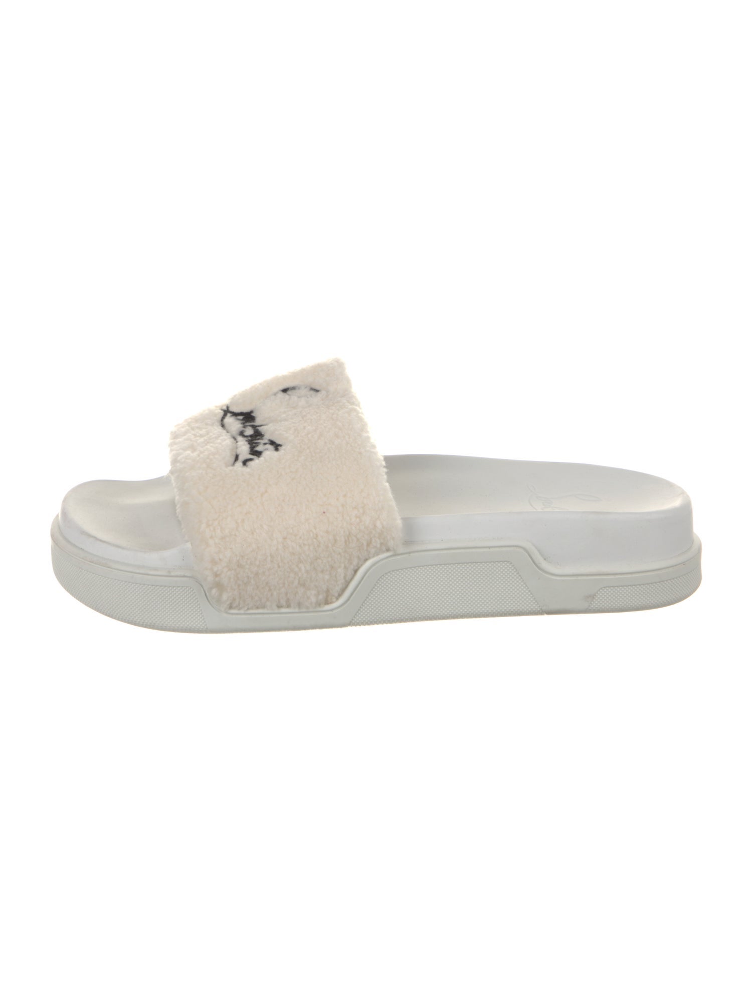Christian Louboutin Terry Cloth Embroidered Accent Slides