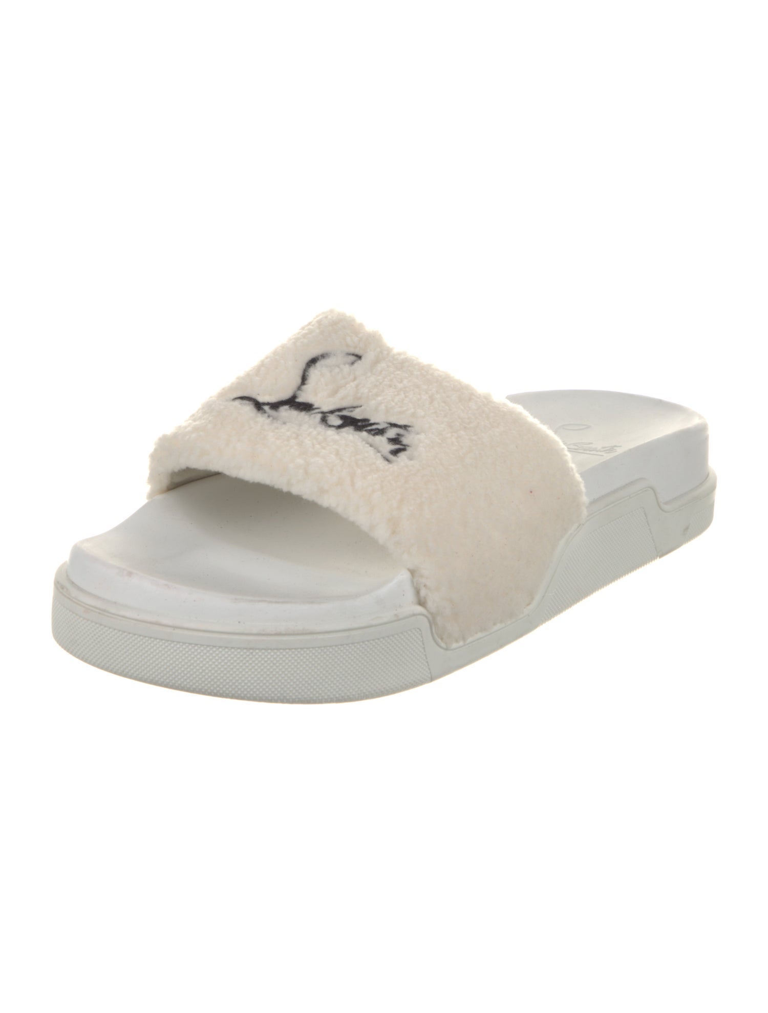 Christian Louboutin Terry Cloth Embroidered Accent Slides