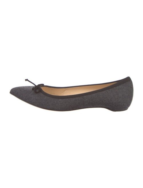 Christian Louboutin Wool Bow Accents Ballet Flats