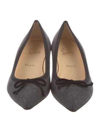 Christian Louboutin Wool Bow Accents Ballet Flats