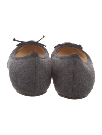 Christian Louboutin Wool Bow Accents Ballet Flats