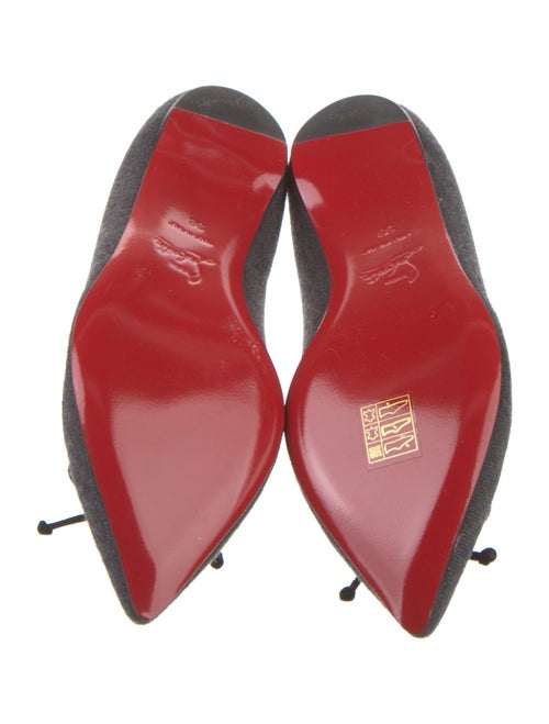 Christian Louboutin Wool Bow Accents Ballet Flats