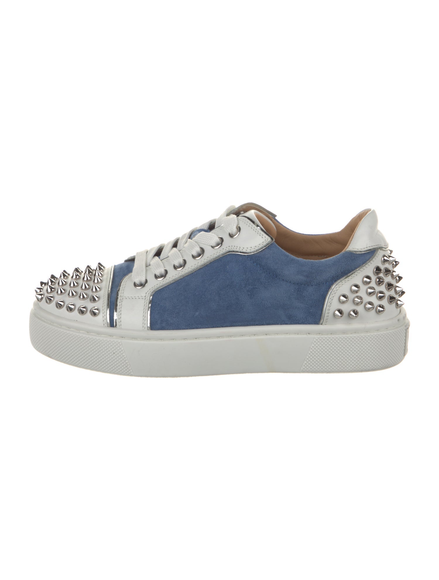 Christian Louboutin Suede Colorblock Pattern Sneakers