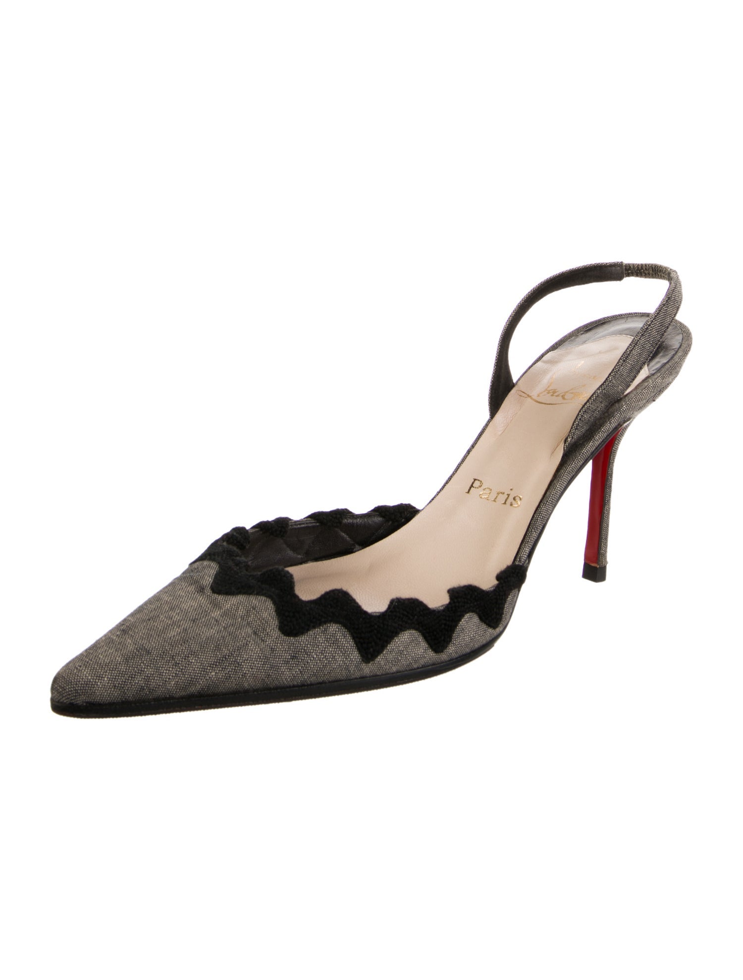 Christian Louboutin Canvas Colorblock Pattern Slingback Pumps