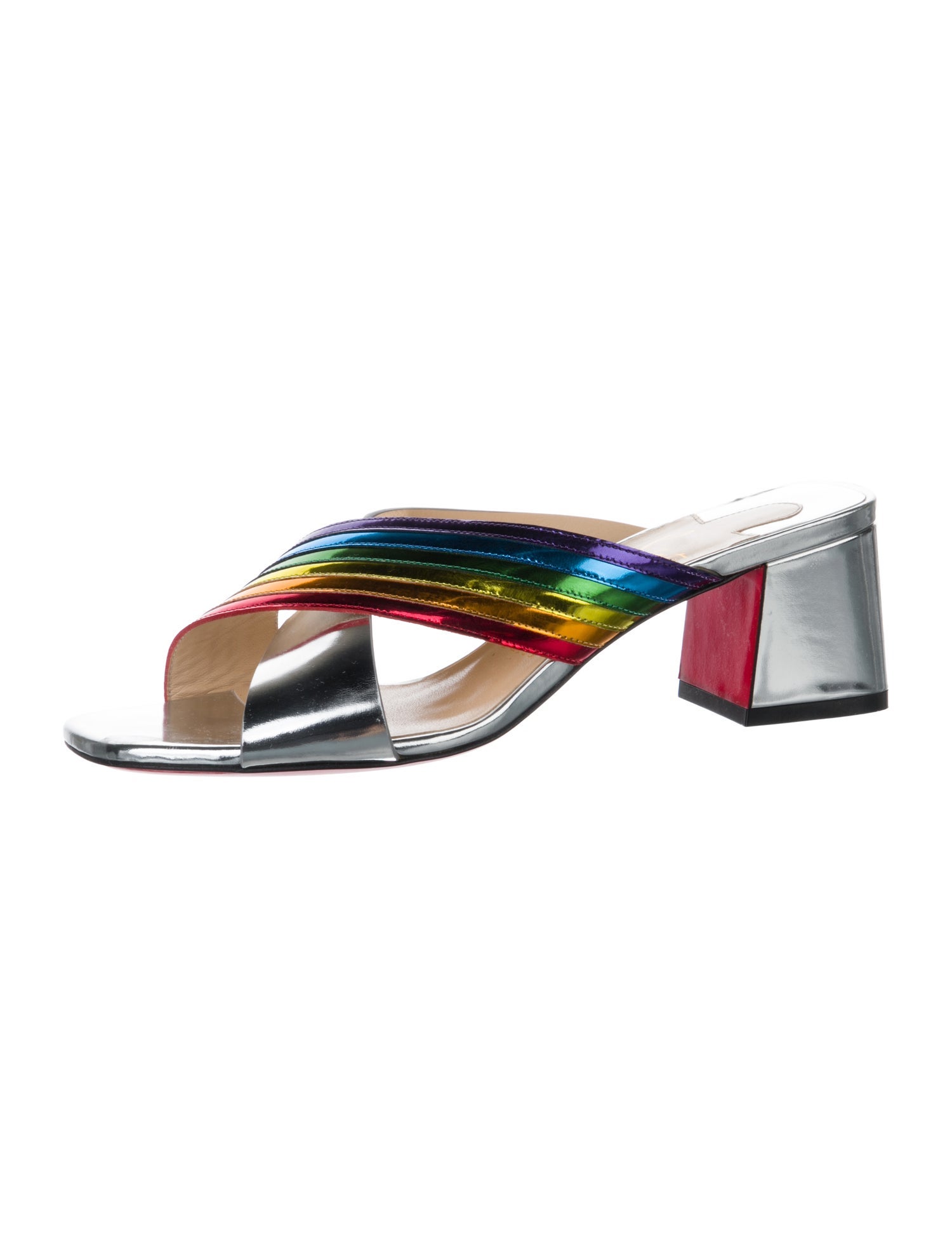 Christian Louboutin Patent Leather Colorblock Pattern Sandals
