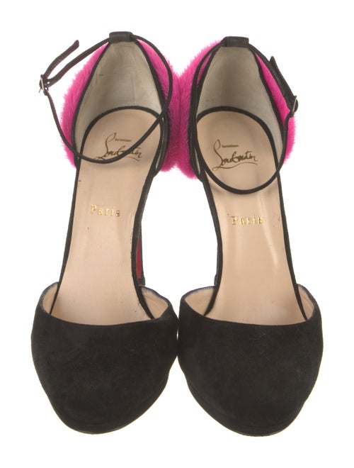 Christian Louboutin Suede Fur Trim D'Orsay Pumps