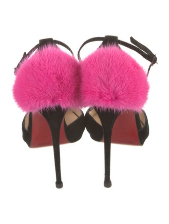 Christian Louboutin Suede Fur Trim D'Orsay Pumps